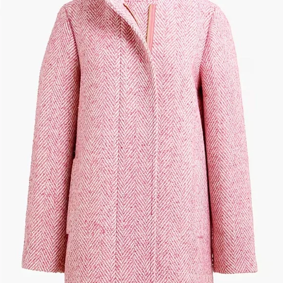 J. Crew Pink Herringbone Wool Blend Pea Coat - Picture 4 of 10